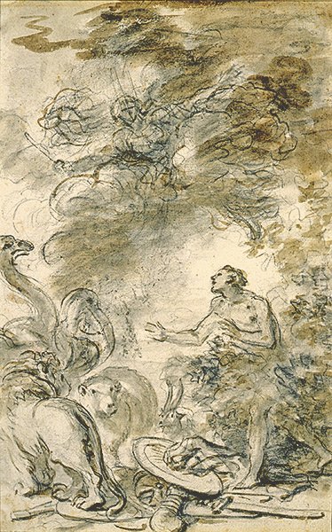 Melissa przywraca Astolfo jego naturalną formę (pióro i atrament, kreda i pranie na papierze) autorstwa Jean Honore Fragonard