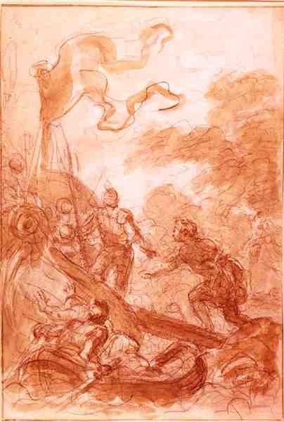 Orlando opuszcza Wyspę (kredą i umyj na papierze) autorstwa Jean Honore Fragonard