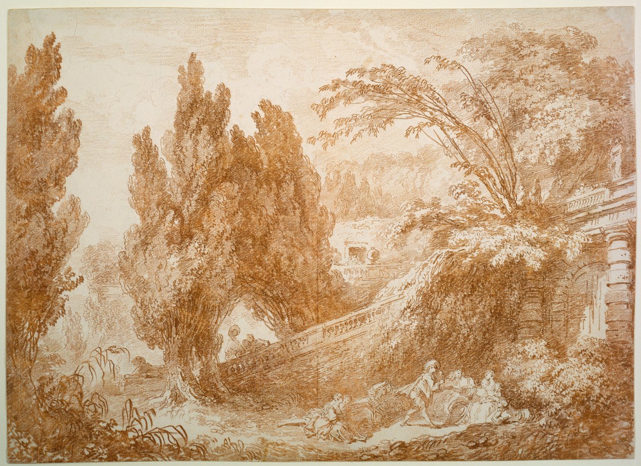 Parklandschaft mit fröhlicher Gesellschaft autorstwa Jean-Honore Fragonard