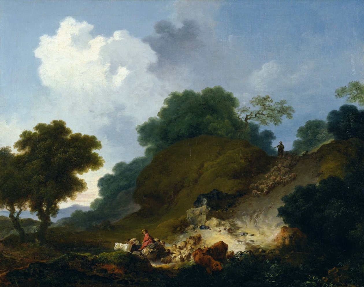 Stado owiec schodzące ze wzgórza autorstwa Jean-Honore Fragonard