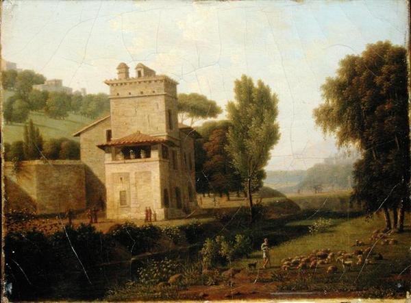 Casa Cenci w Ogrodach Borghese, Rzym autorstwa Jean Honore Marmont de Barmont