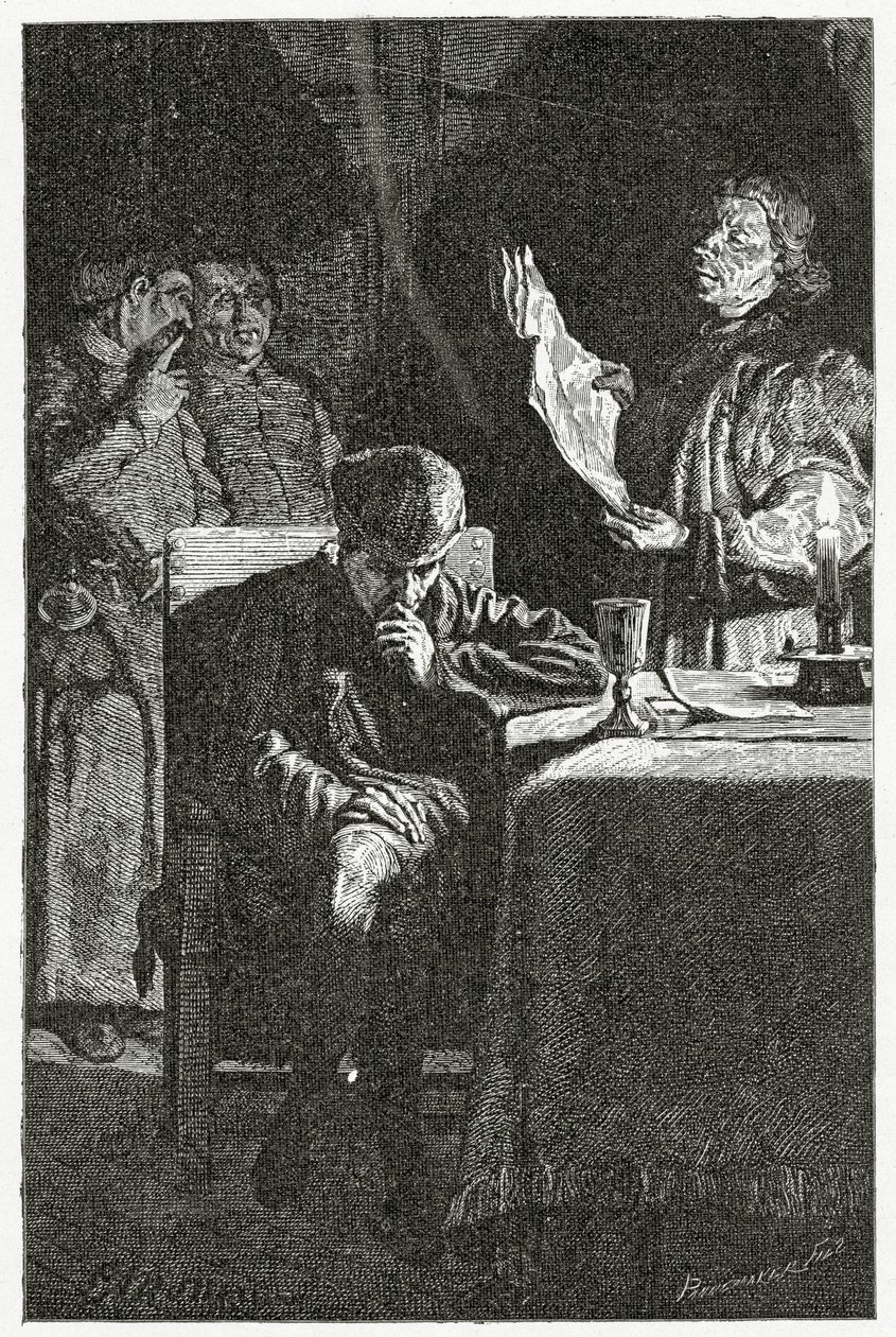 ilustracja przedstawiająca Ludwika XI w Bastylii, XIX w. (rycina bw) autorstwa Jean Louis Ernest Meissonier