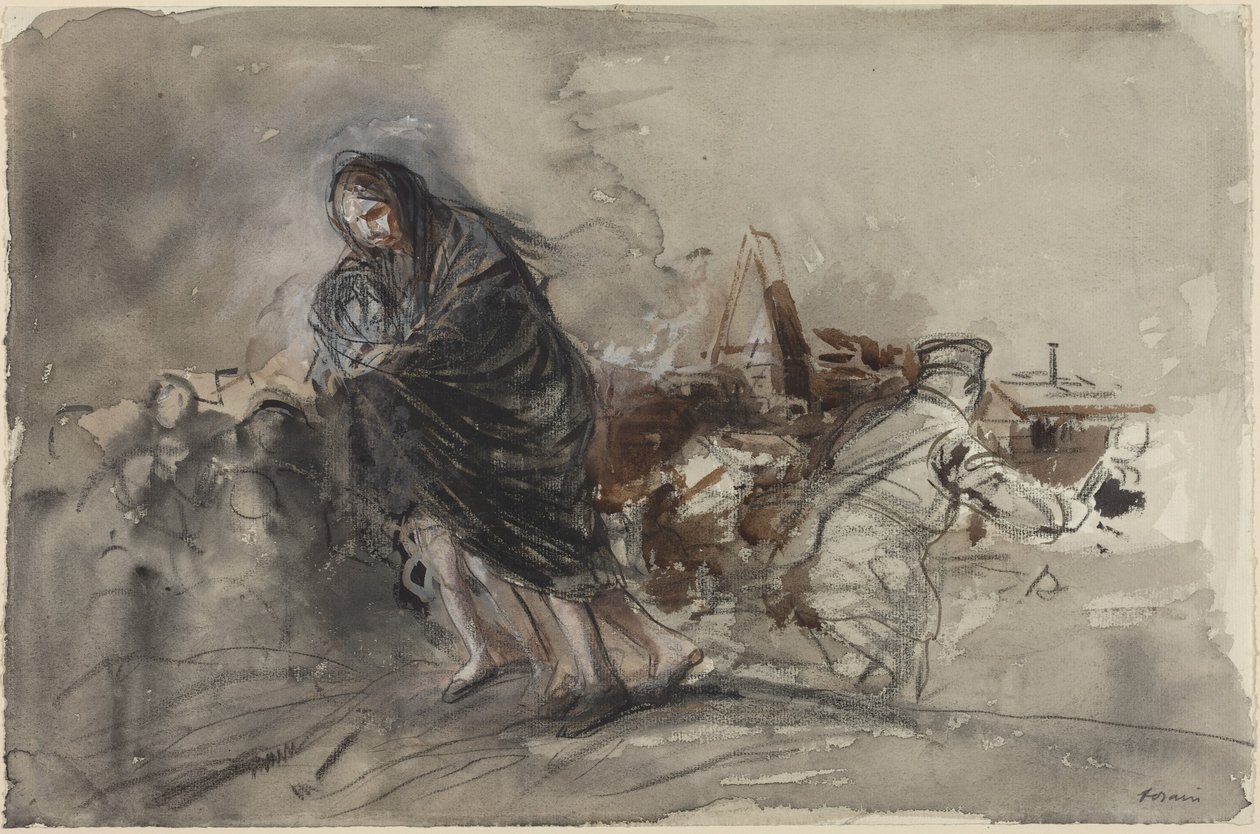 Po Douai, prawdopodobnie 1918 (akwarela) autorstwa Jean-Louis & Caran D