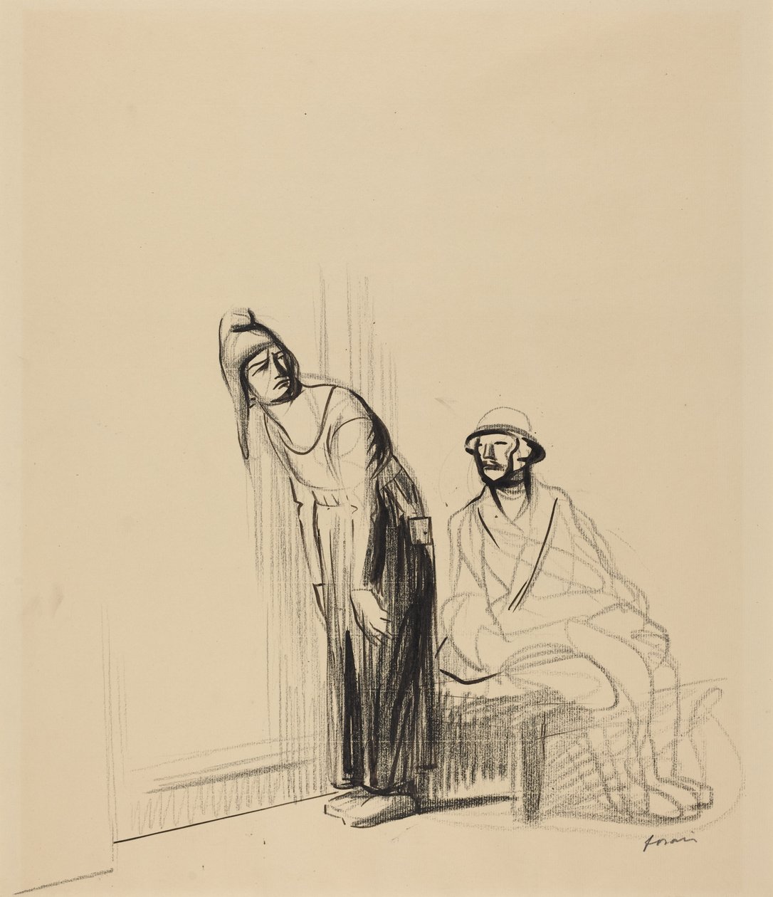 Konferencja pokojowa, ok. 1919 (tusz na papierze) autorstwa Jean-Louis & Caran D