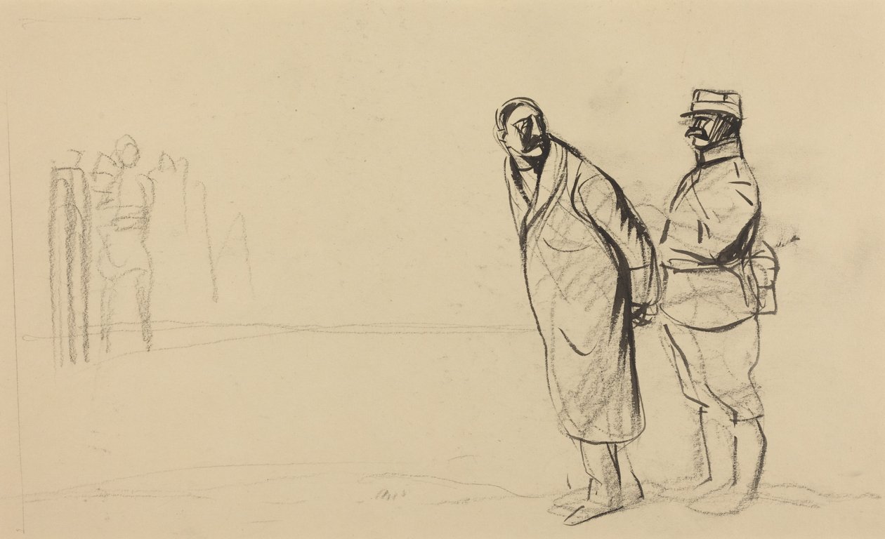 Na froncie w Vincennes. Bolo pacha, ok. 1914-1919 (tusz na papierze) autorstwa Jean-Louis & Caran D