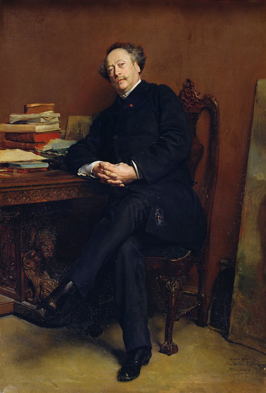 Alexander Dumas Fils (1824-95) 1877 (olej na płótnie) autorstwa Jean Louis Ernest Meissonier