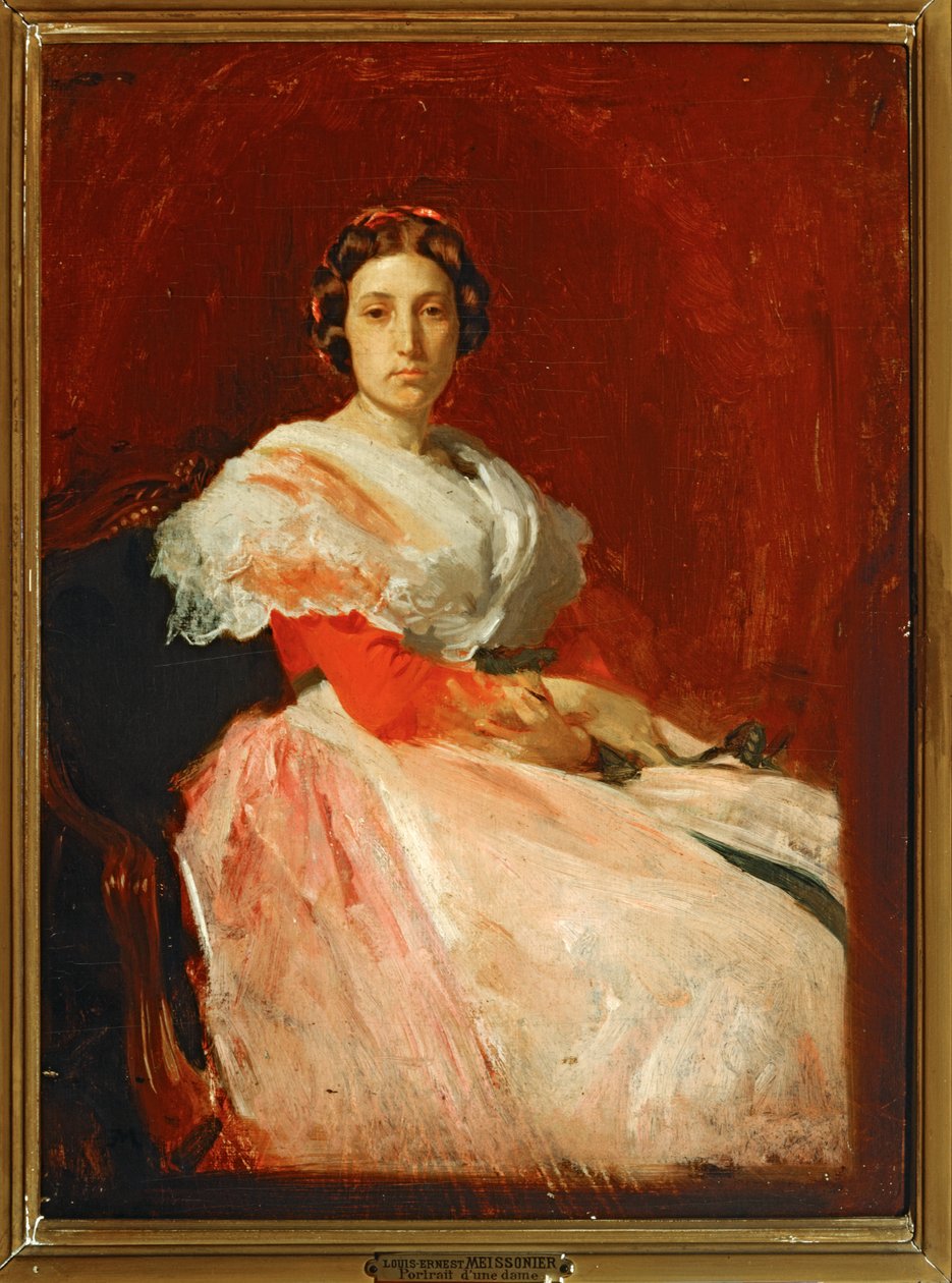 Portret damy (obraz na płótnie) autorstwa Jean-Louis Ernest Meissonier