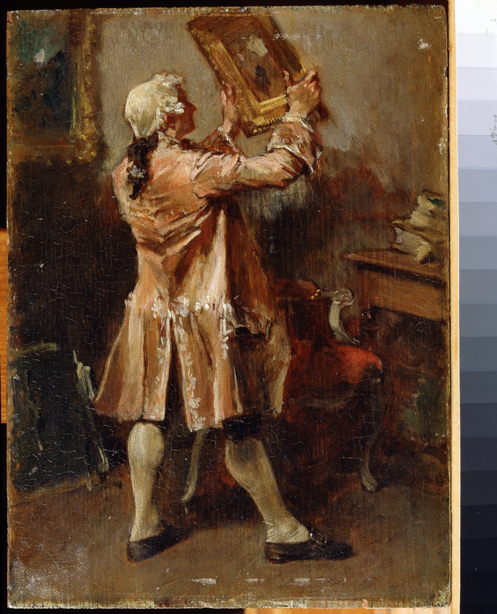 Miłośniczka malarstwa. (Miłośnik malarstwa). Obraz Ernesta Jean Louis Meissonier (1815-1891). Olej na drewnie, sztuka francuska. Regionalne Muzeum Sztuki, Czernigow autorstwa Jean Louis Ernest Meissonier