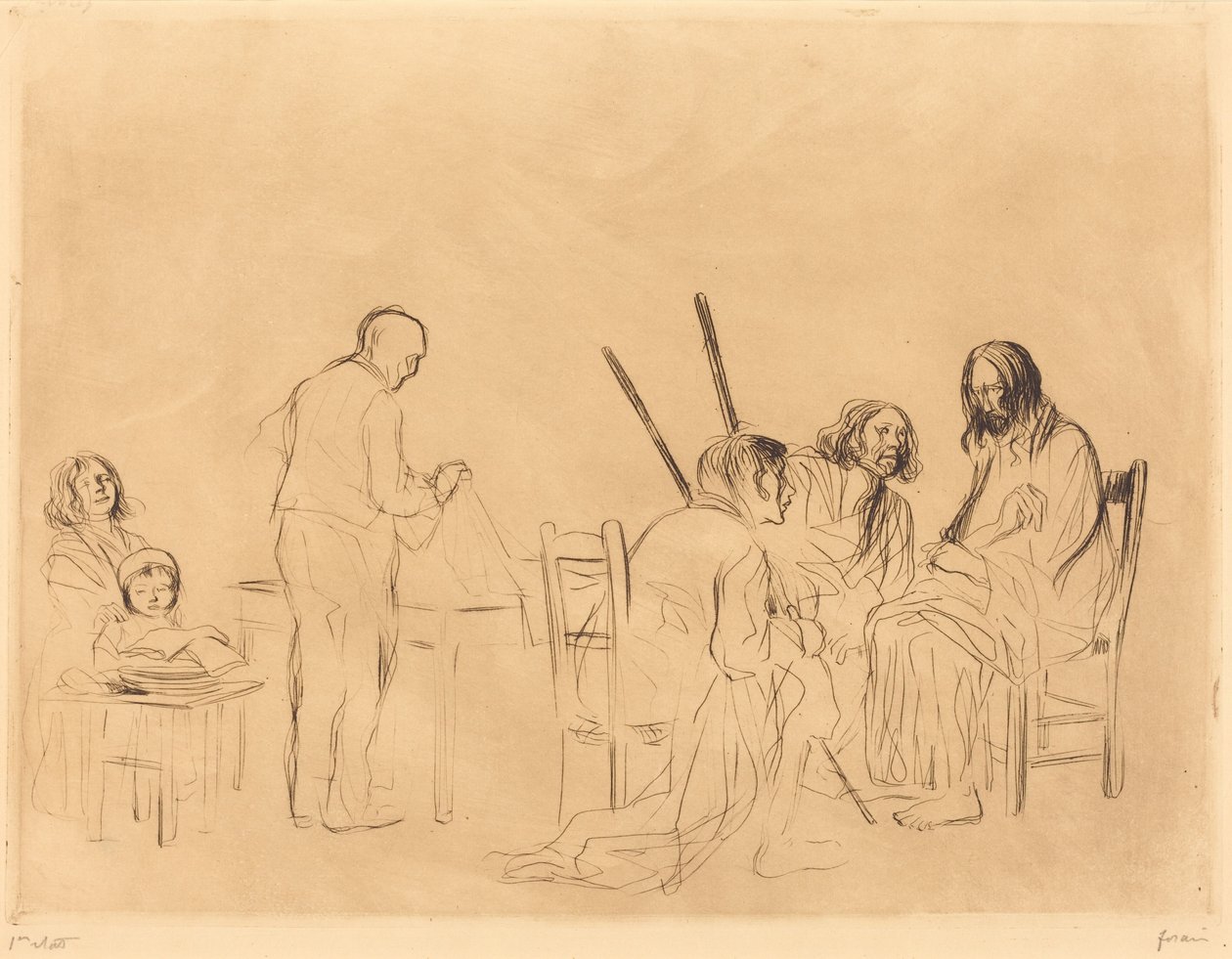 Przed wieczerzą w Emaus (1. plansza) autorstwa Jean-Louis Forain