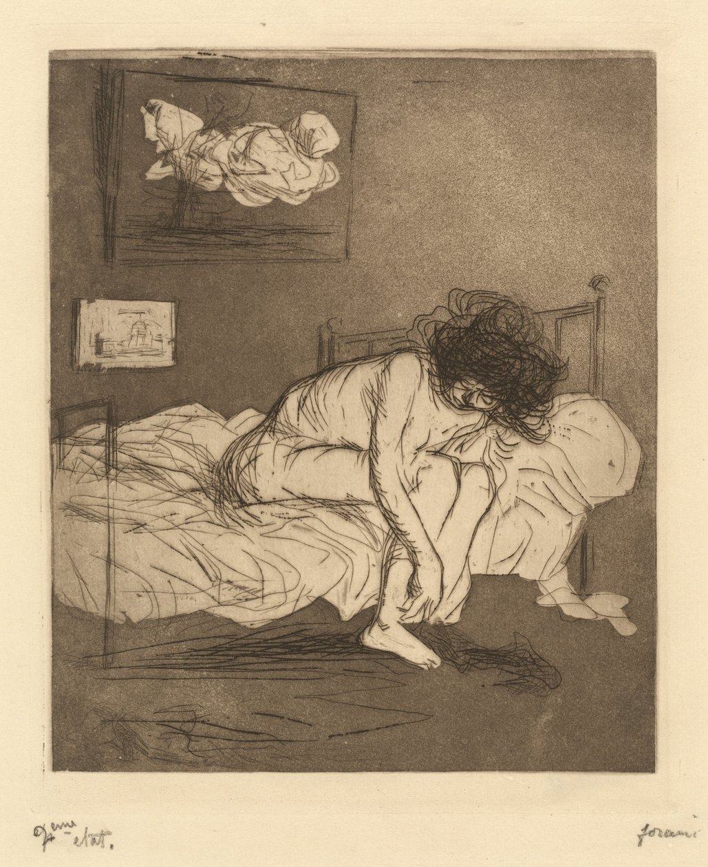 Kobieta zakładająca pończochy (Woman Putting On Her Stockings) autorstwa Jean-Louis Forain