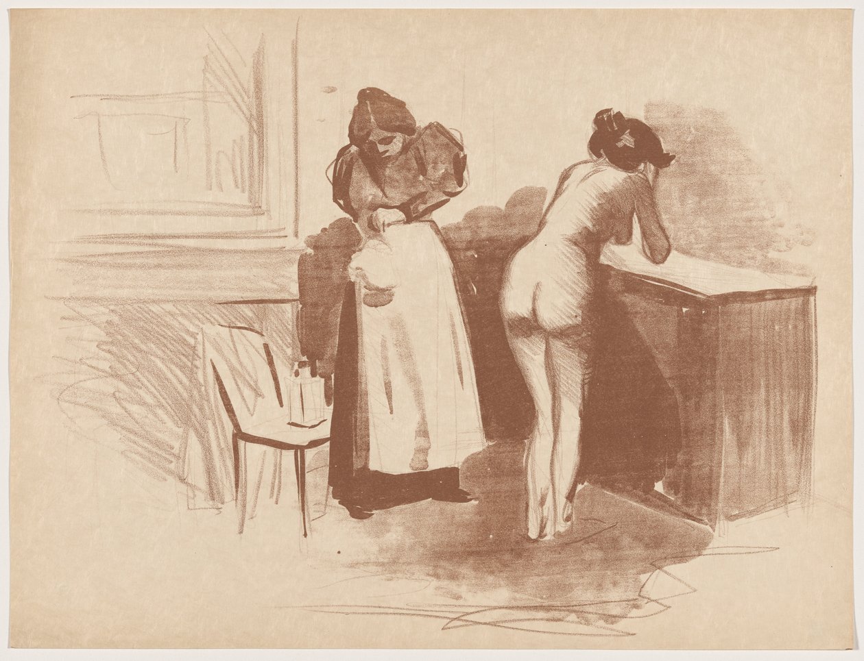 Masowanie rękawicą z grubego włosia autorstwa Jean-Louis Forain