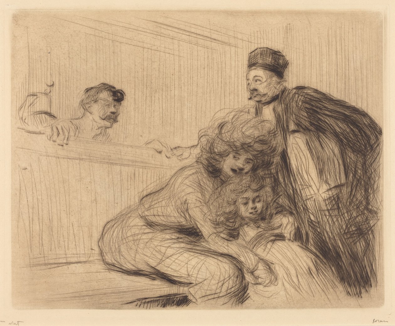 Adwokat rozmawiający z oskarżonym (1. plansza) autorstwa Jean-Louis Forain