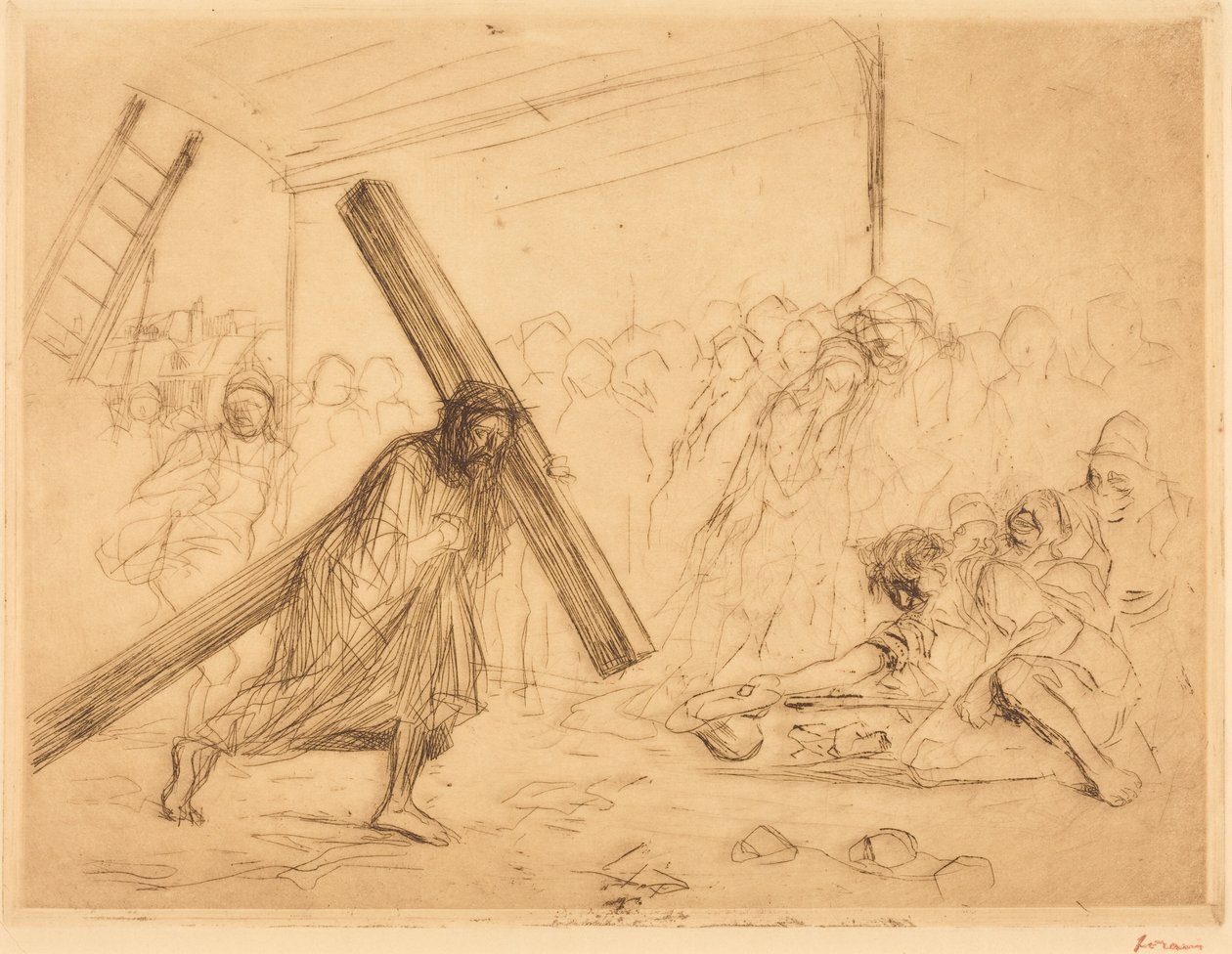Chrystus niosący swój krzyż (czwarta plansza) autorstwa Jean-Louis Forain