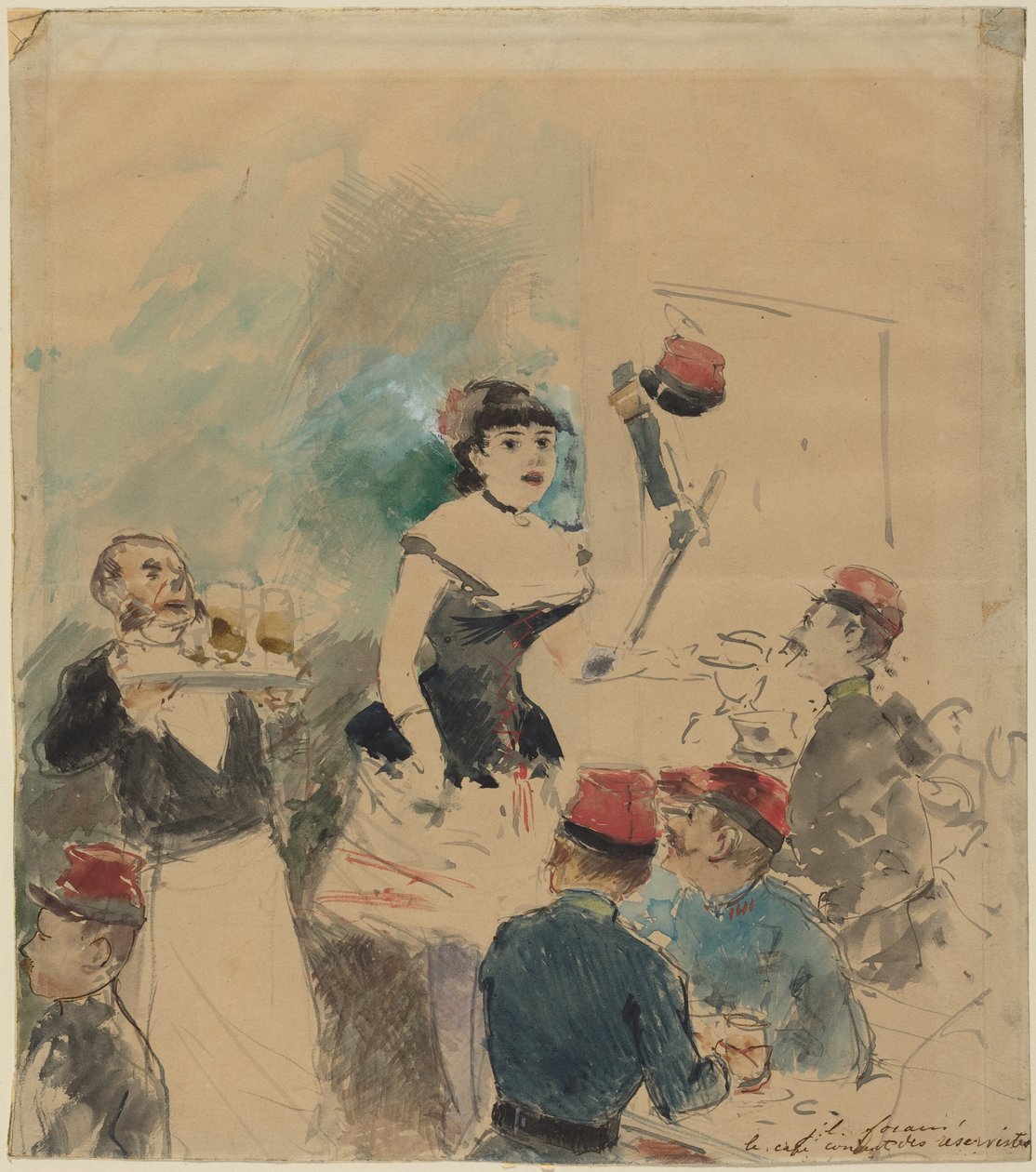 Kawiarnia koncertowa rezerwistów autorstwa Jean-Louis Forain