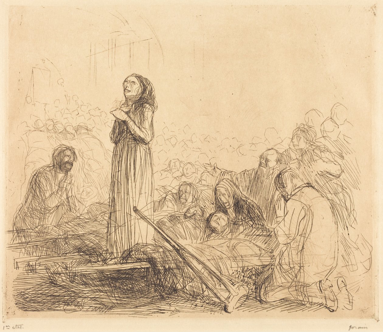 Lourdes, cudowna (pierwsza plansza) (Lourdes, the Miracle) (pierwsza plansza) autorstwa Jean-Louis Forain