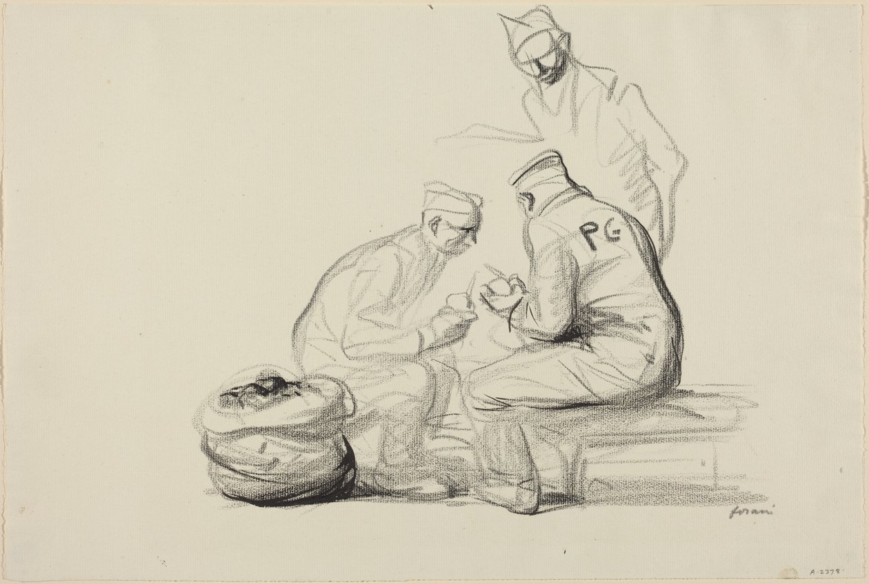 Poilu i niemieccy jeńcy autorstwa Jean-Louis Forain