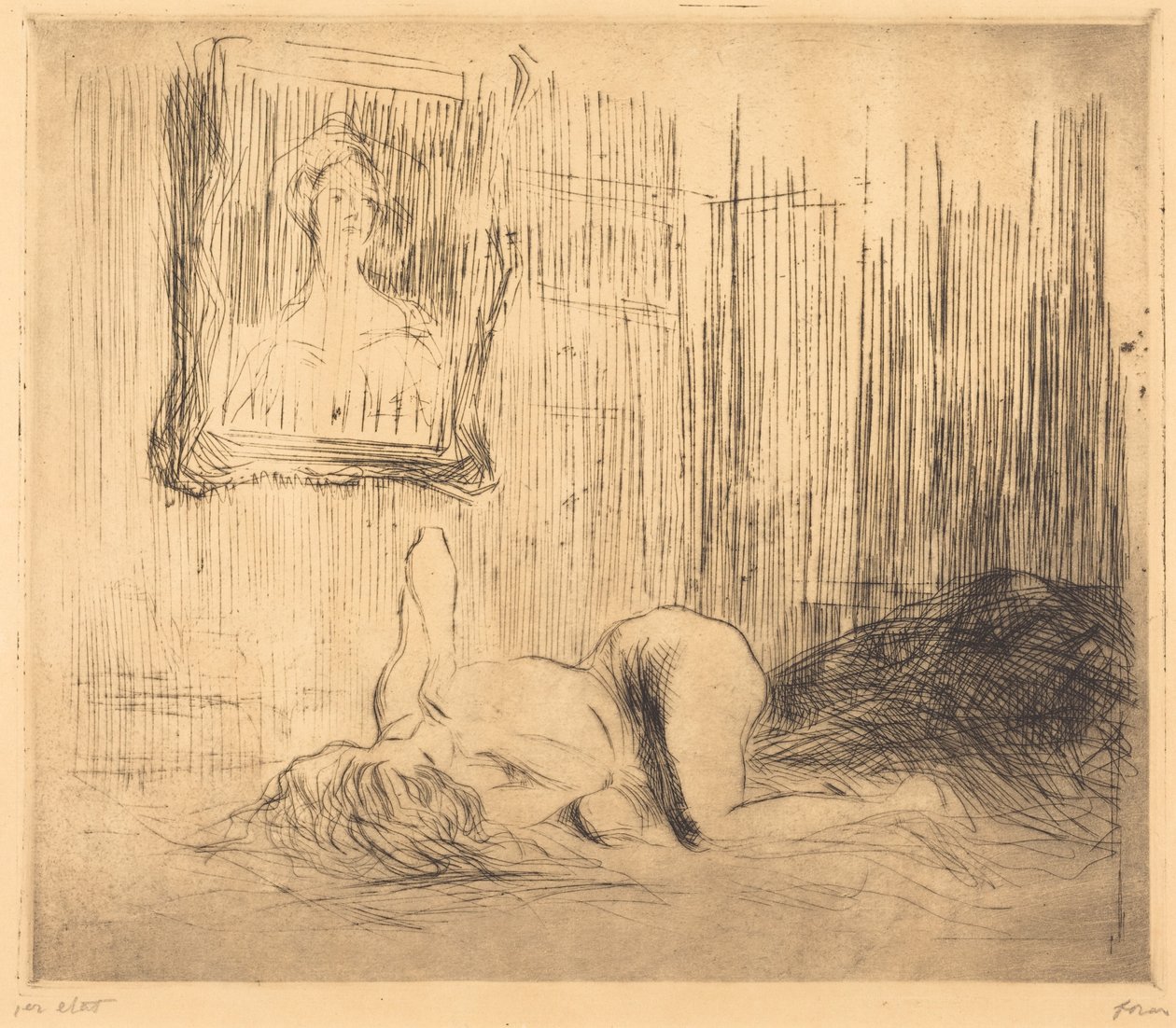 Na łóżku autorstwa Jean-Louis Forain