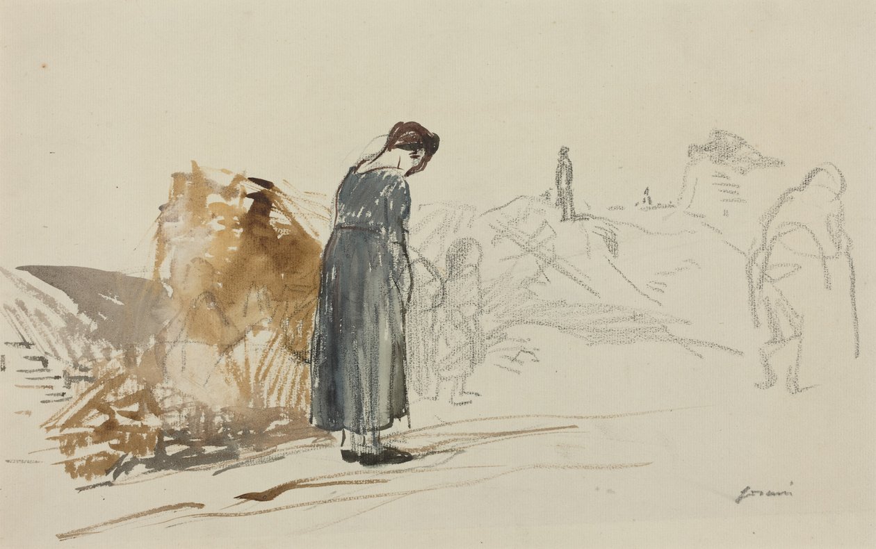 a) Niemcy odeszli (awers); b) Szkic mężczyzny (rewers) autorstwa Jean-Louis Forain