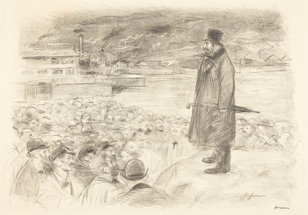 a) Scena strajku (trzecia tablica) (recto); b) Bez tytułu (verso) autorstwa Jean-Louis Forain