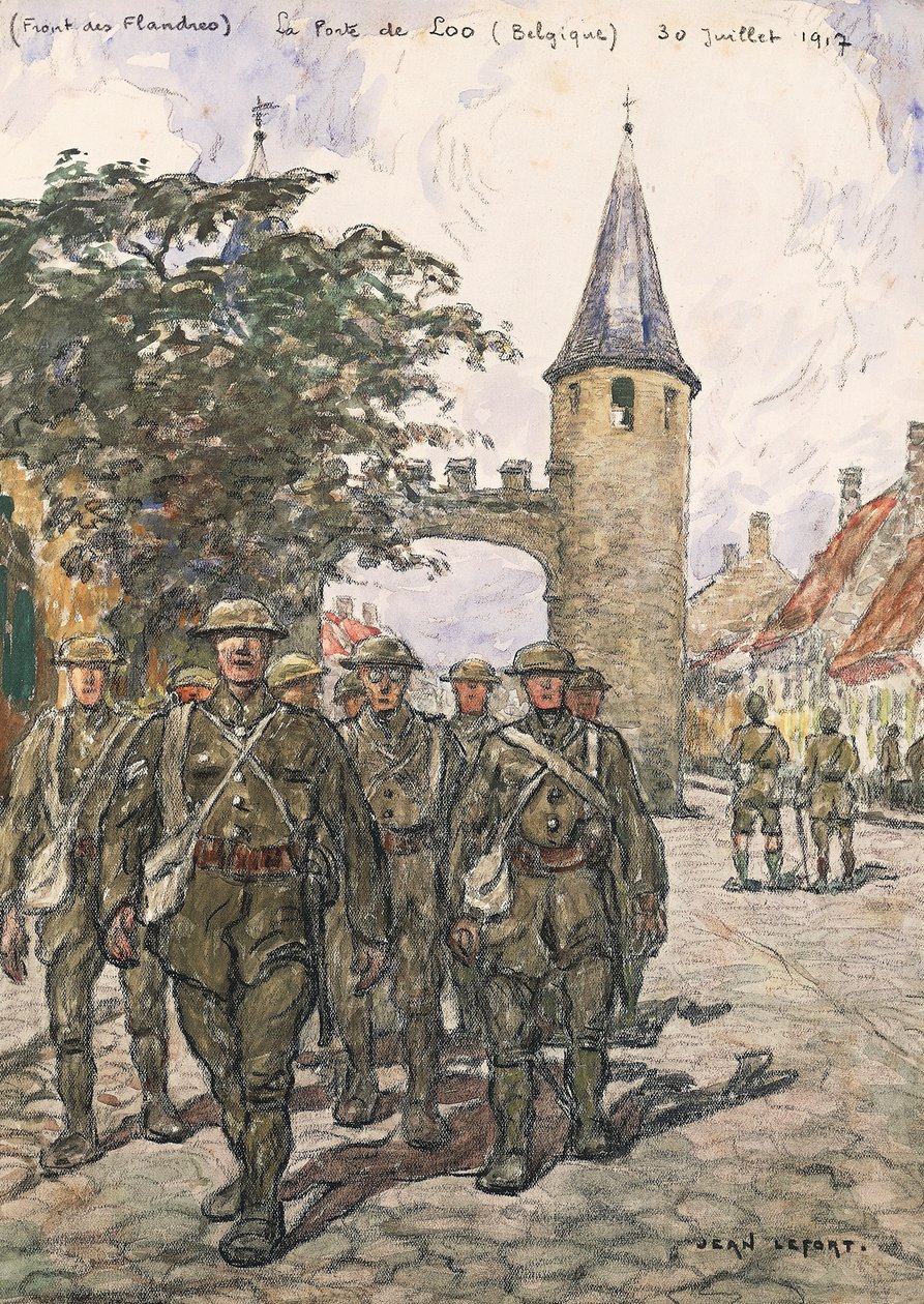 Front we Flandrii, brama Loo (Belgia), 30 lipca 1917 (akwarela na papierze) autorstwa Jean Louis Lefort