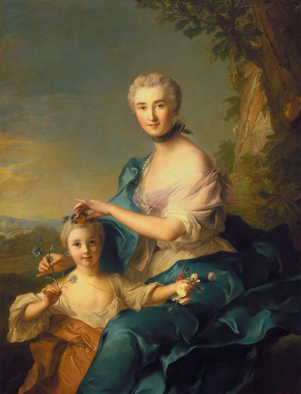 Madame Crozat De Thiers i jej córka (olej na płótnie) autorstwa Jean Marc Nattier