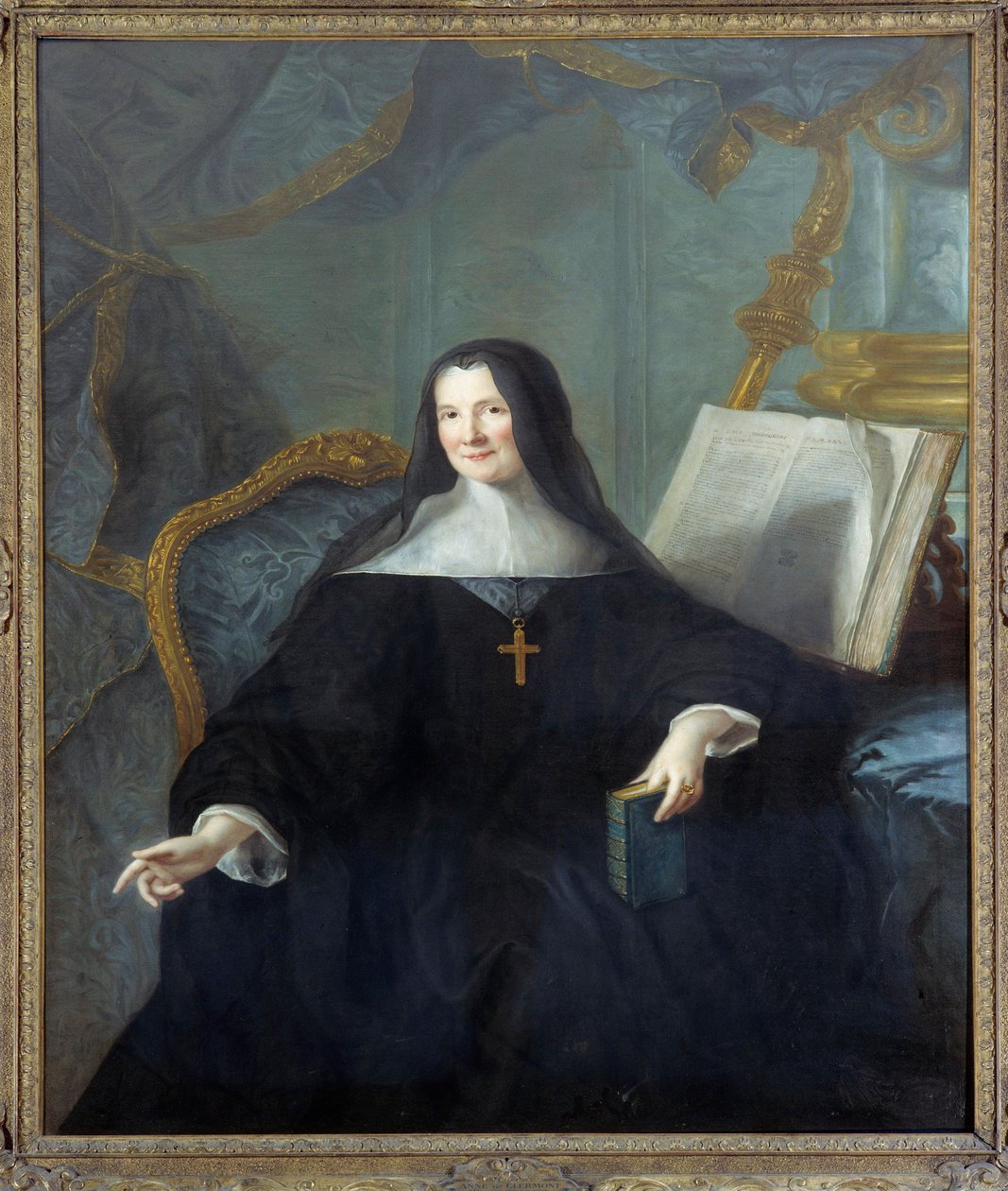 Portret Anne Geyssans de Clermont-Chatte (Clermont Chatte), opatka Chelles (zm. 1789) Obraz Jean Marc (Jean-Marc) Nattier (1685-1766) Słońce 1,46x1,14 m - Portret Anne Geyssans de Clermont -Chatte (Clermont Chatte), przełożona w Chelles (zmarła w 1 autorstwa Jean Marc Nattier
