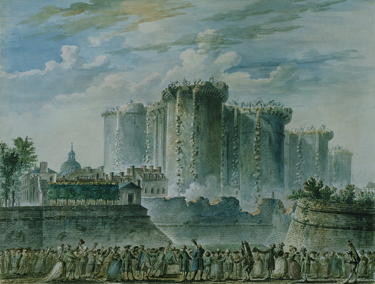 Zniszczenie Bastylii autorstwa Jean-Pierre Houel