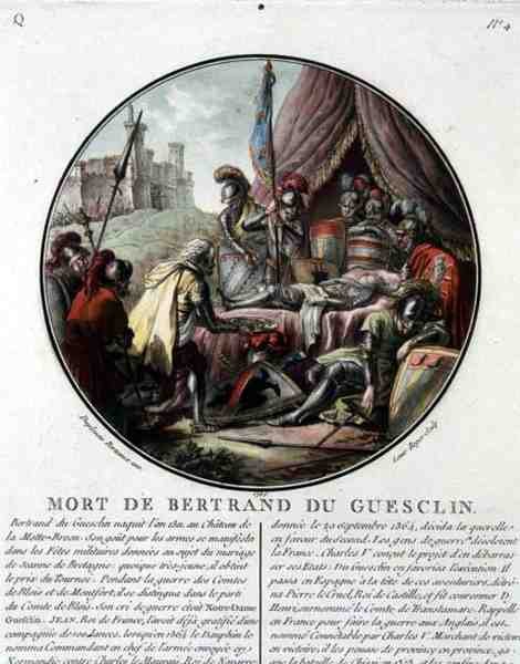 Śmierć Bertranda du Guesclin (1311-80) rytowana przez Louisa Rogera autorstwa Jean (after) Duplessis Bertaux