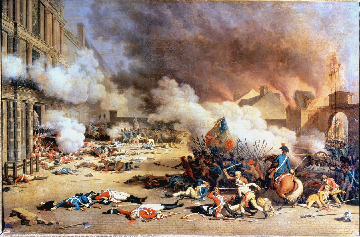 Zaczerpnięty z Palais des Tuileries, dziedzińca Karuzeli, 10 sierpnia autorstwa Jean (after) Duplessis Bertaux