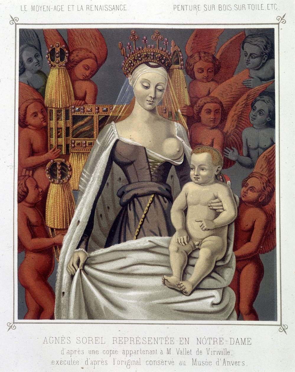 Agnes Sorel (1422-1450) (Pani Beaute sur Marne) (Beaute-sur-Marne) reprezentowana w Notre Dame autorstwa Jean (after) Fouquet