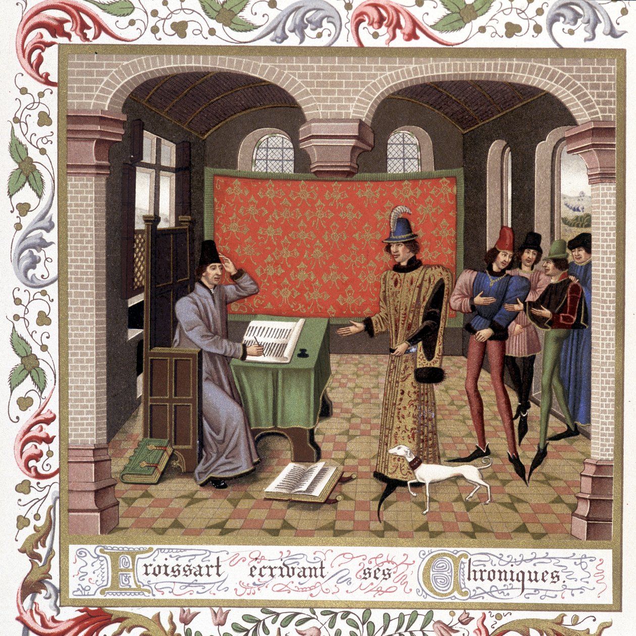 Froissart piszący swoje kroniki - miniatura, średniowiecze autorstwa Jean (after) Froissart