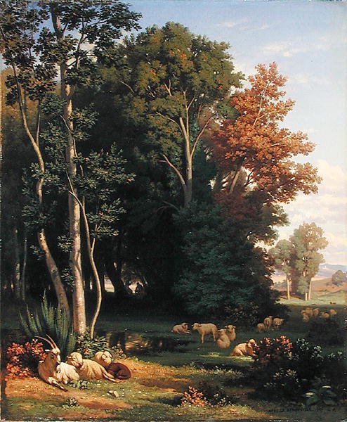 Krajobraz i zwierzęta autorstwa Jean Achille Benouville