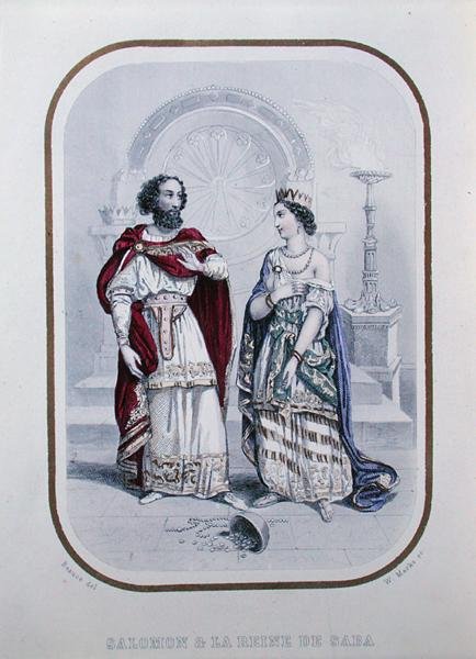 Król Salomon i królowa Saby, ilustracja z „Histoire des Amants Celebres de l