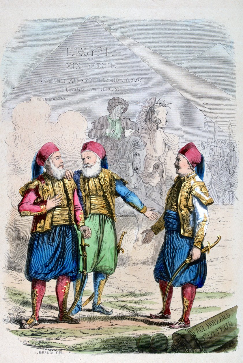 Rycina z XIX-wiecznego Egiptu, 1847 autorstwa Jean Adolphe Beauce