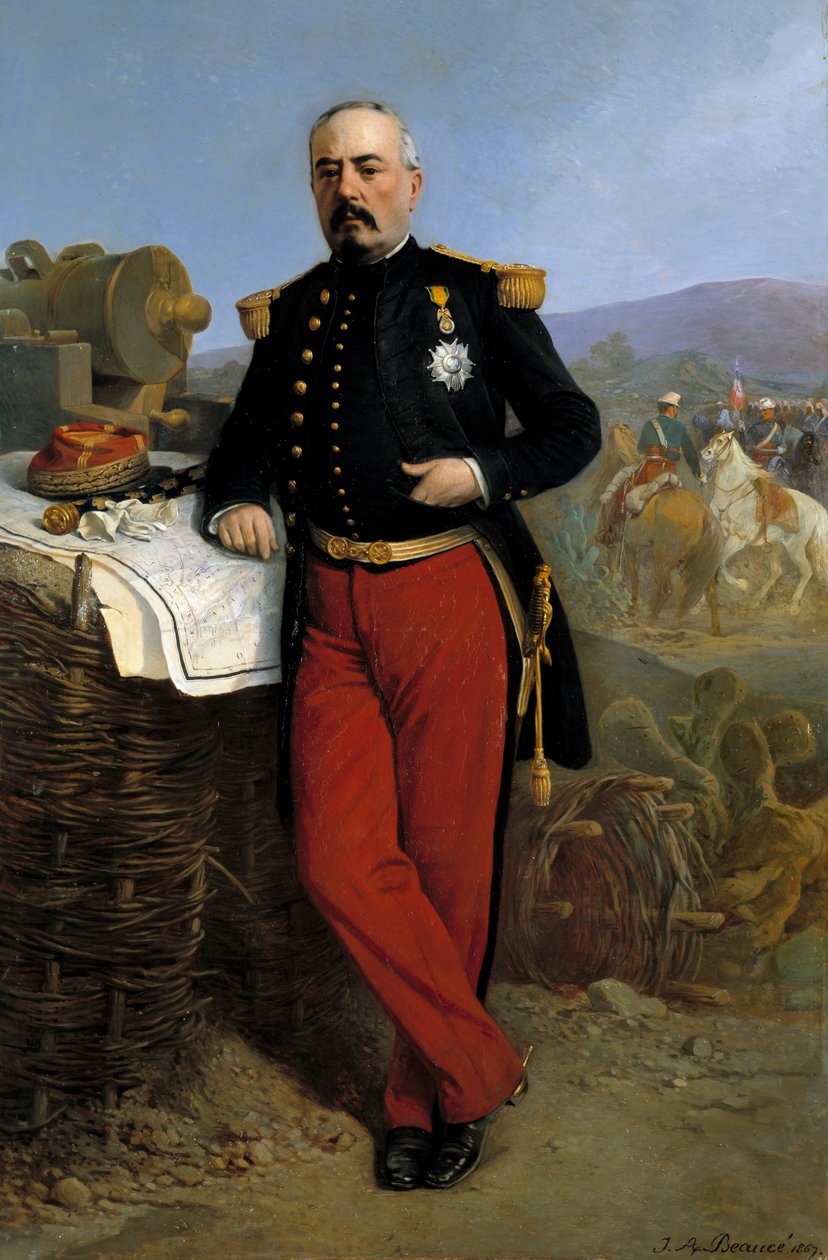Achille Bazaine (181-1888) marszałek Imperium w 1864 r.: portret Francois Achille Bazaine (Francois-Achille) reprezentujący dowódcę francuskich sił ekspedycyjnych w Meksyku w latach 1863-1867, Obraz Jeana Adolphe