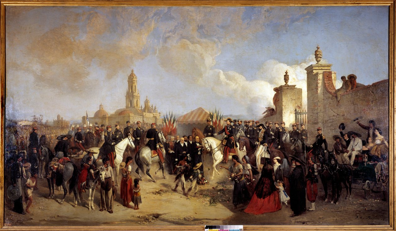 Ekspedycja Meksyku (1861-1867): „” Wszedł do francuskich sił ekspedycyjnych w Mexico City 10/06/1863, generał Forey otrzymuje od Prefeta Azcarte klucze do miasta””” Obraz Jean Adolphe Beauce (1818-1875) 1868 niedz. 2,15x3,75 m . autorstwa Jean Adolphe Beauce