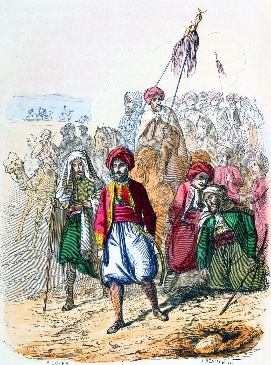 Ibrahim Pasza (1789-1848) na piechotę ze swoimi oddziałami podczas kampanii przeciwko wahhabitom autorstwa Jean Adolphe Beauce