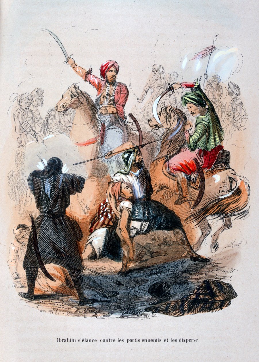 Ibrahim Pasza walczący z wahabitami, Arabia Saudyjska, 1811-1818 1847 autorstwa Jean Adolphe Beauce