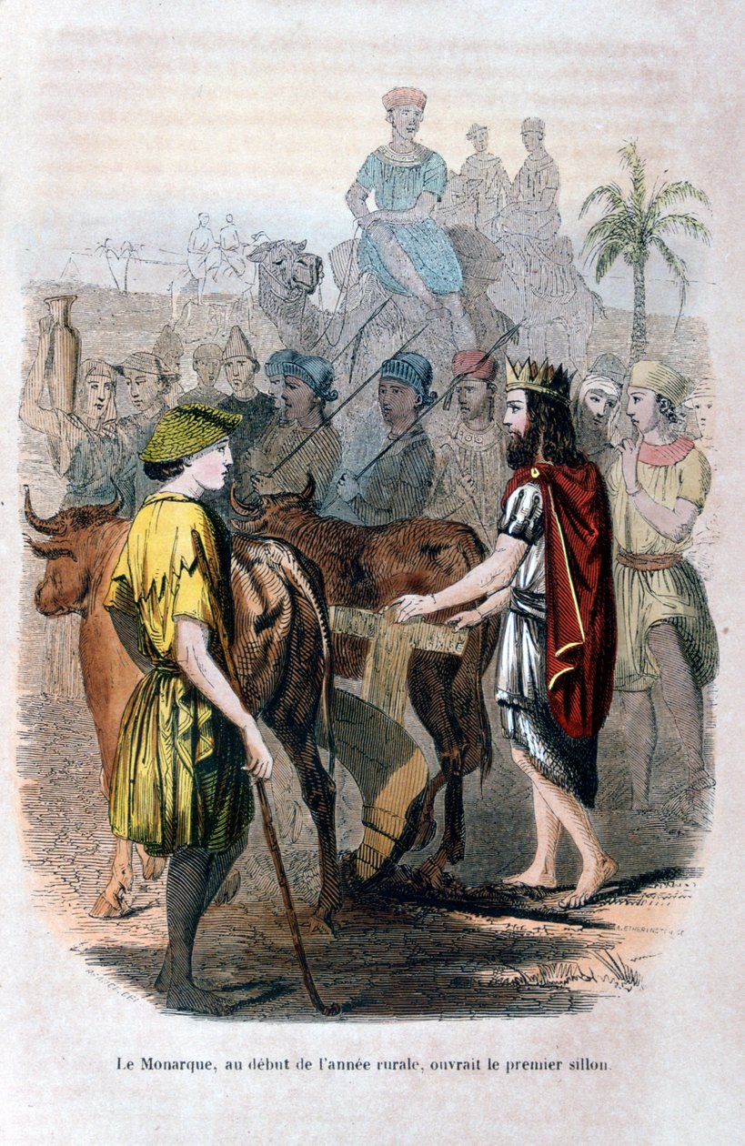 Monarcha na początku roku wiejskiego otworzył pierwszą bruzdę, 1847 r. autorstwa Jean Adolphe Beauce