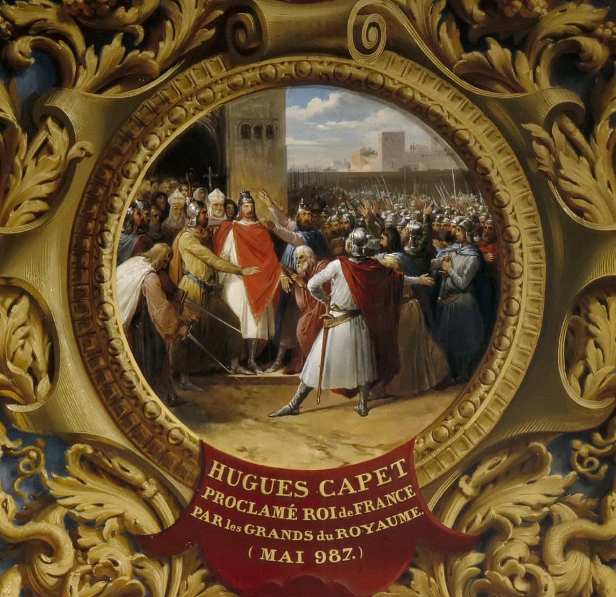 Hugh Capet ogłoszony królem przez szlachtę w maju 987 r. autorstwa Jean Alaux