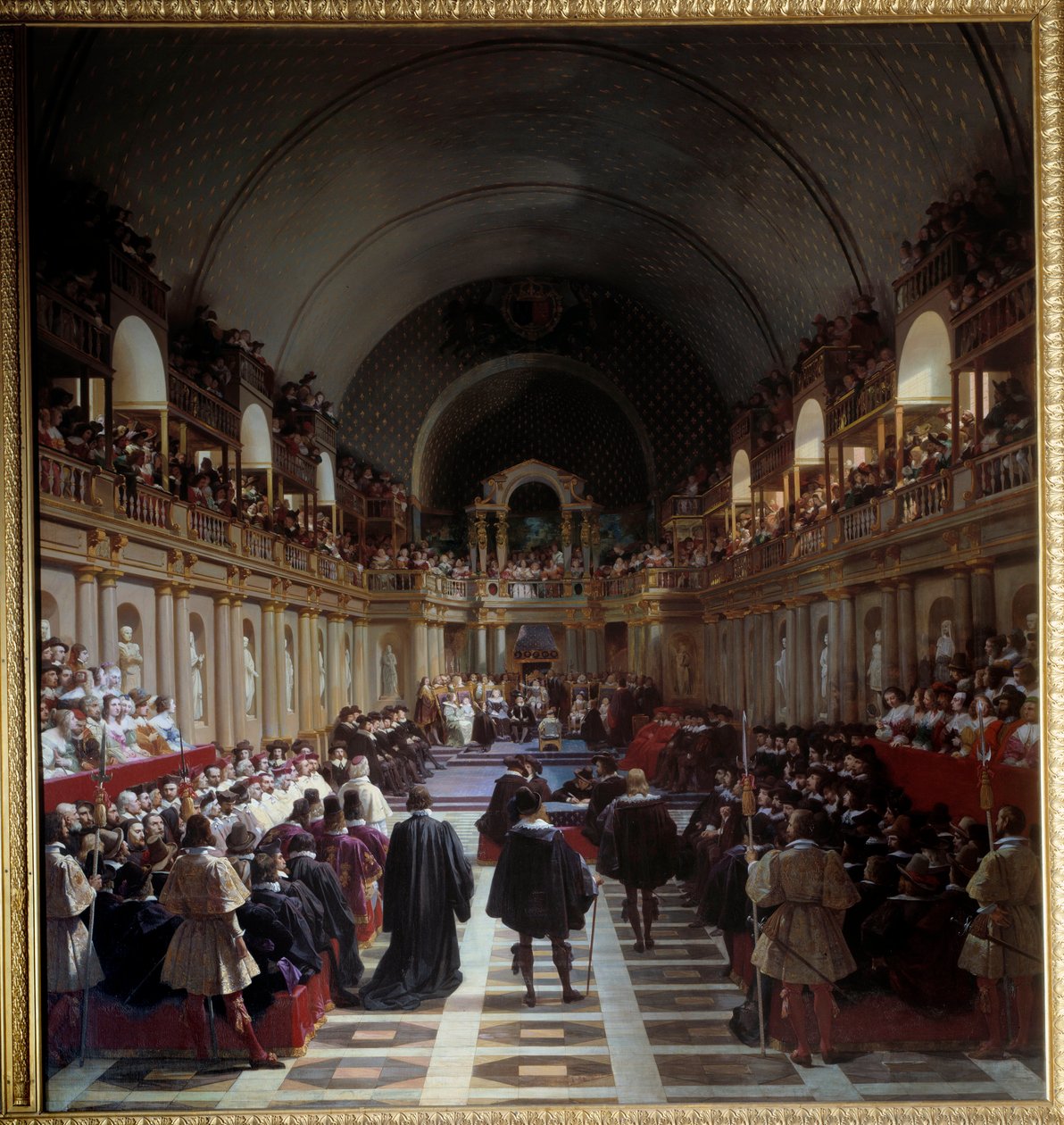 Stany Generalne Paryża 27 października 1614 Zgromadzenie odbyło się w Luwrze, przewodniczył mu król Ludwik XIII wraz ze swoją matką Marią de Medicis. Obraz Jeana Alaux (1786-1864), dit le Romain autorstwa Jean Alaux