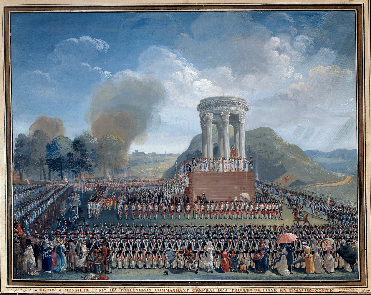 Święto federacji w Besancon 14.07.1790 Obraz Jean Alexis Cornu (1755-1807) Besancon. Musee Des Beaux Arts - Festiwal Federacji w Besancon 14 lipca 1790 r. Obraz Jeana Alexisa Cornu (1755-1807). Muzeum Sztuk Pięknych, Besancon, Francja autorstwa Jean Alexis Cornu