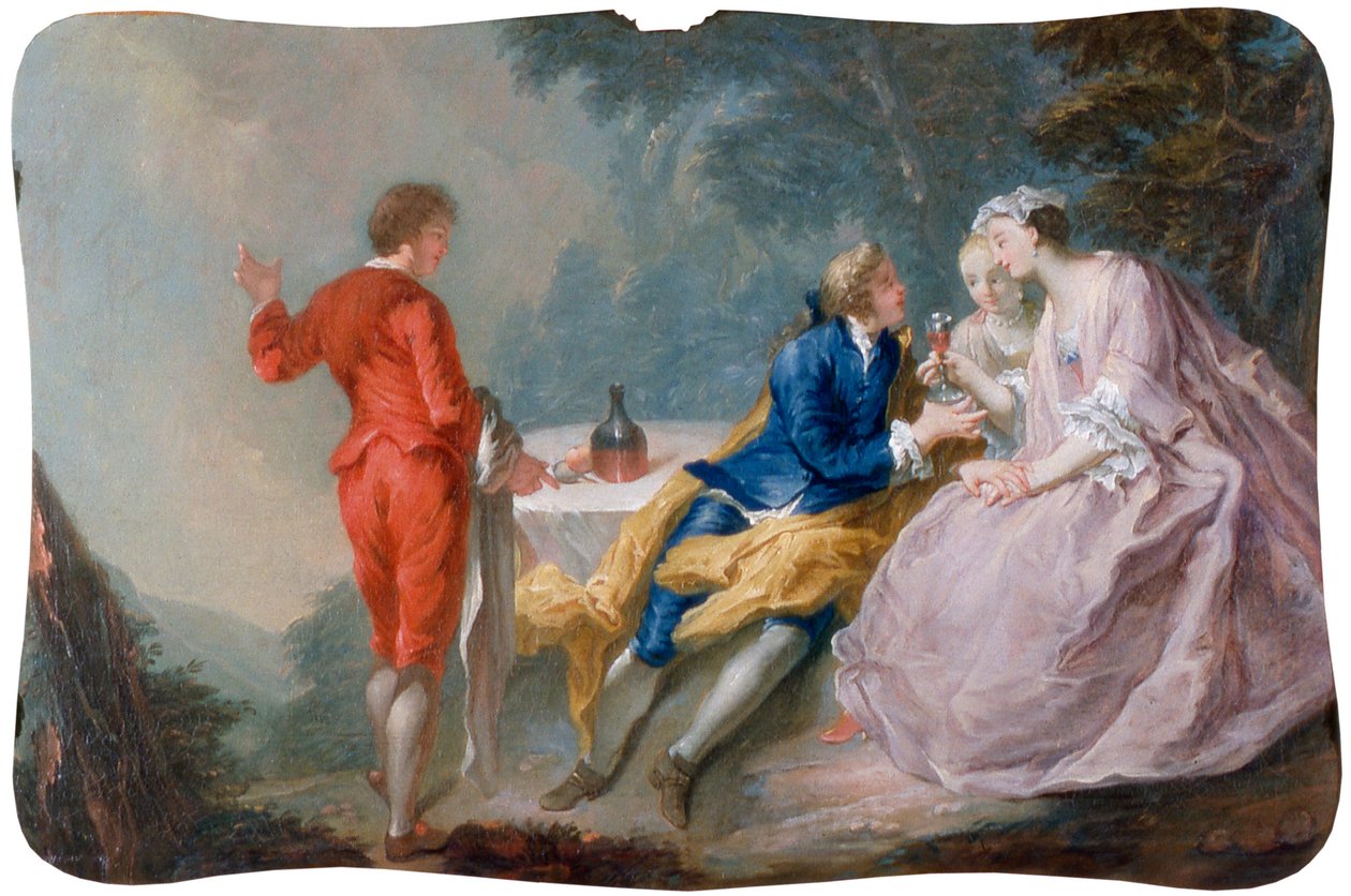Fete galante: Rozmowa, ok. 1730 (olej na płótnie) autorstwa Jean Antoine (after) Watteau