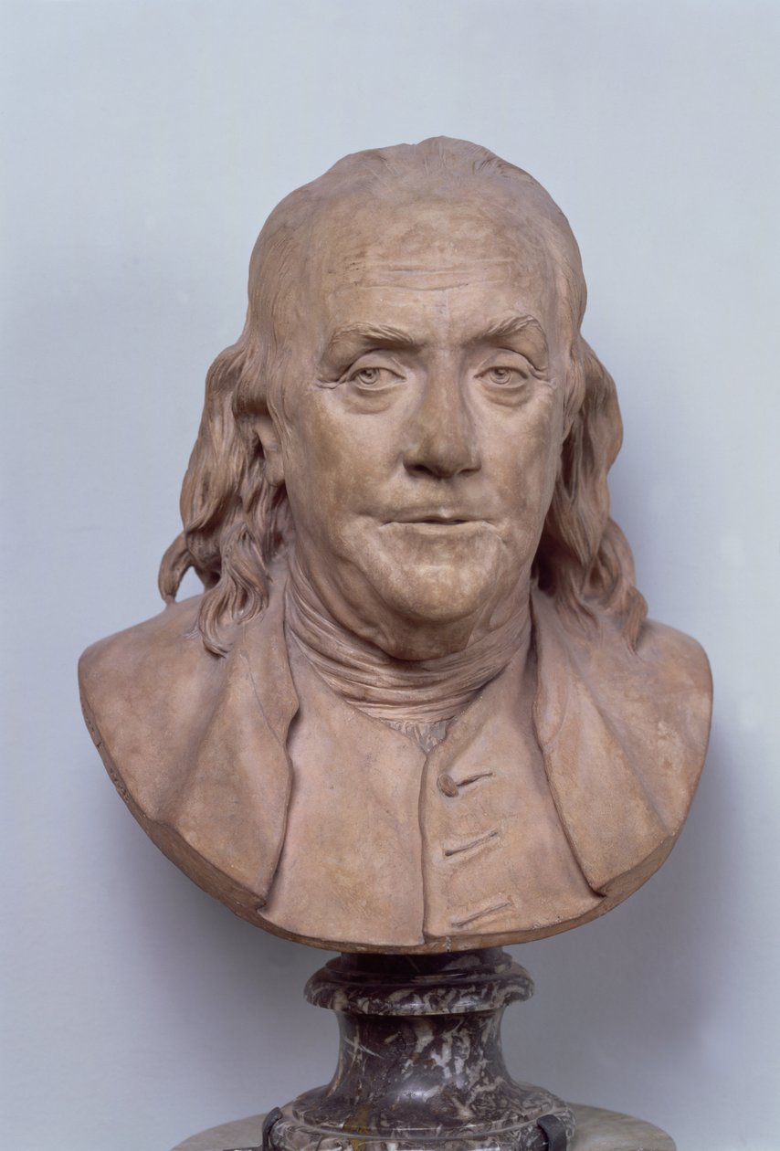 Popiersie Benjamina Franklina (1706-90) 1778 (terakota) (patrz także 102249) autorstwa Jean Antoine Houdon
