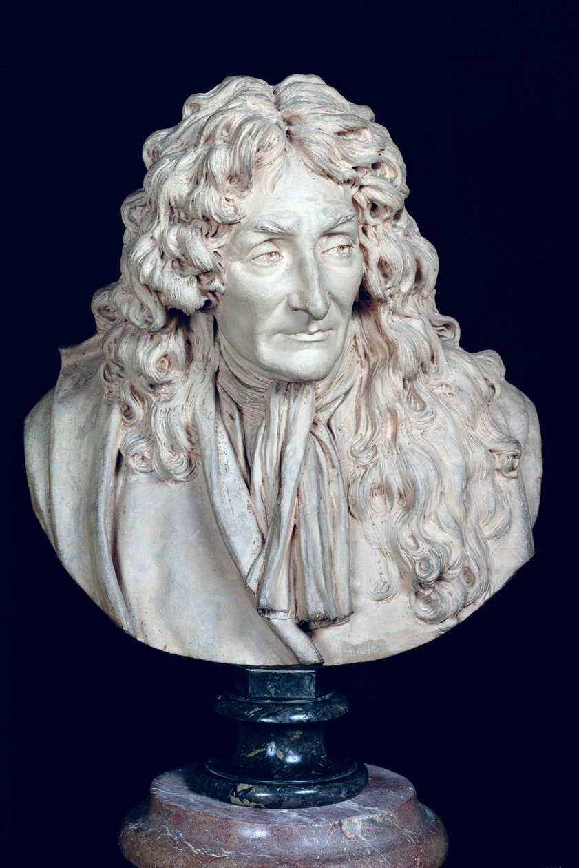 Popiersie Jean de La Fontaine (1621-95) 1692 (glina) autorstwa Jean Antoine Houdon