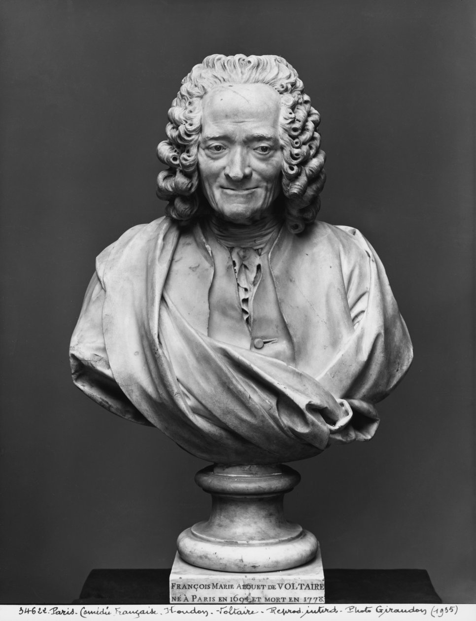Popiersie Woltera (marmur) autorstwa Jean Antoine Houdon