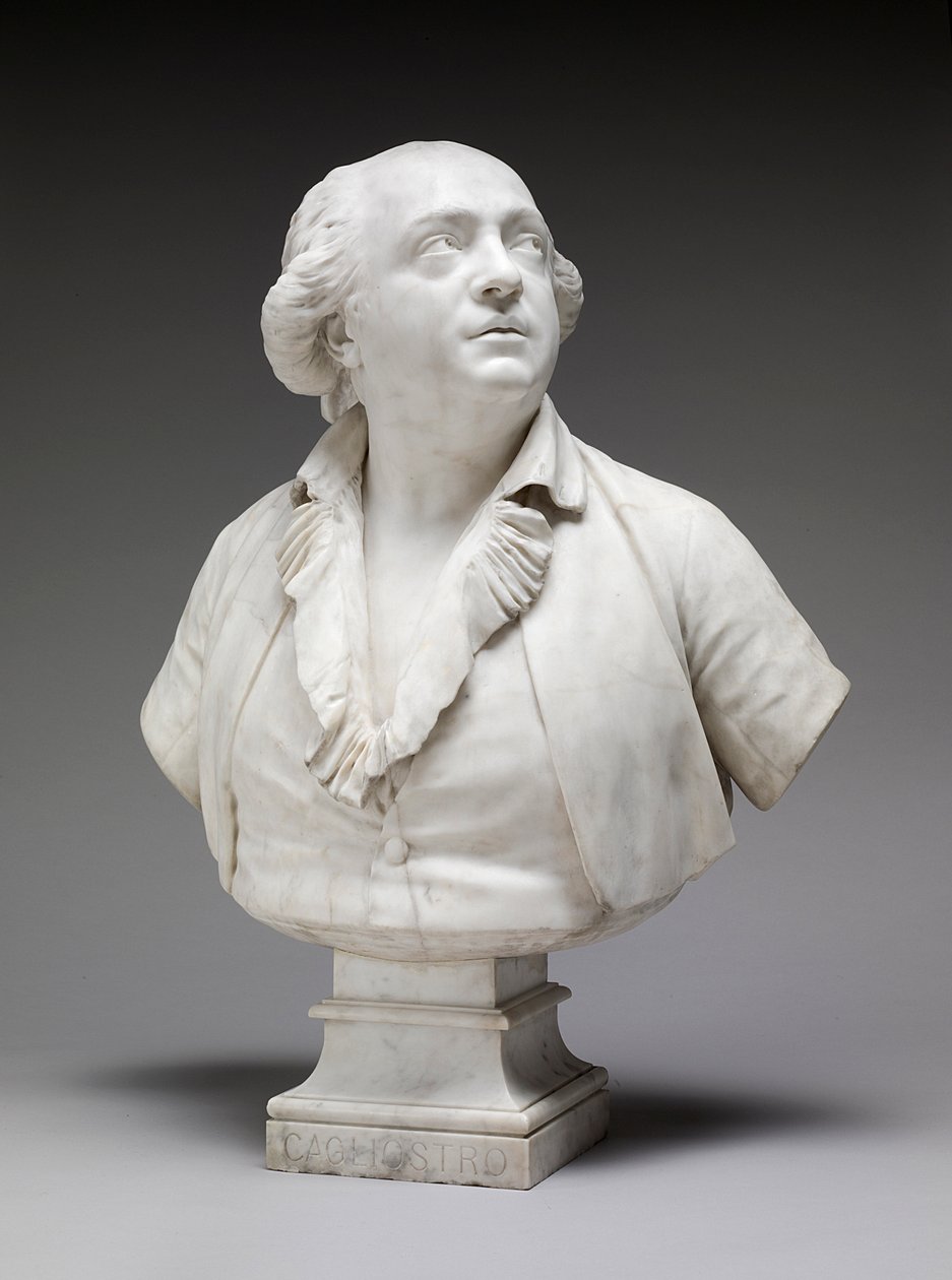 Giuseppe Balsamo, Comte di Cagliostro, 1786 (marmur) autorstwa Jean Antoine Houdon