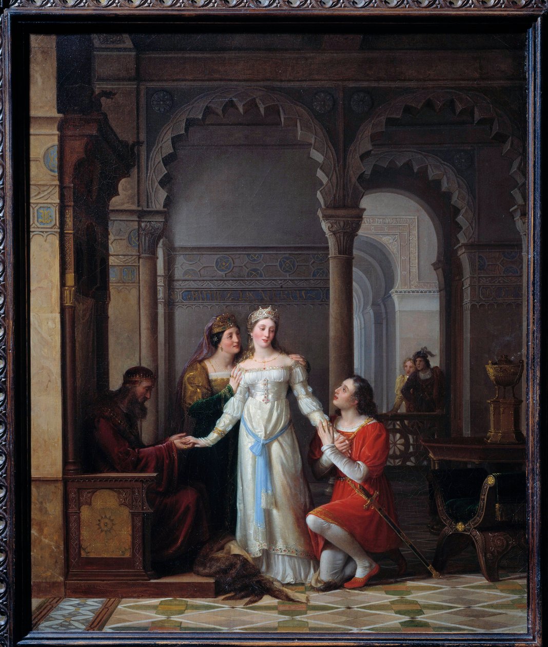 Skóra osła Ilustracja do bajki Charlesa Perraulta (1628-1703) o tym samym imieniu przedstawiająca młodą księżniczkę w pałacu zakochanego w niej ojca. Obraz Jeana Antoine