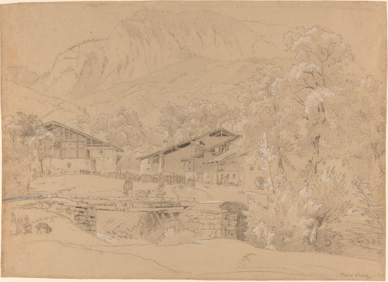 Alpejska wioska latem autorstwa Jean Antoine Linck
