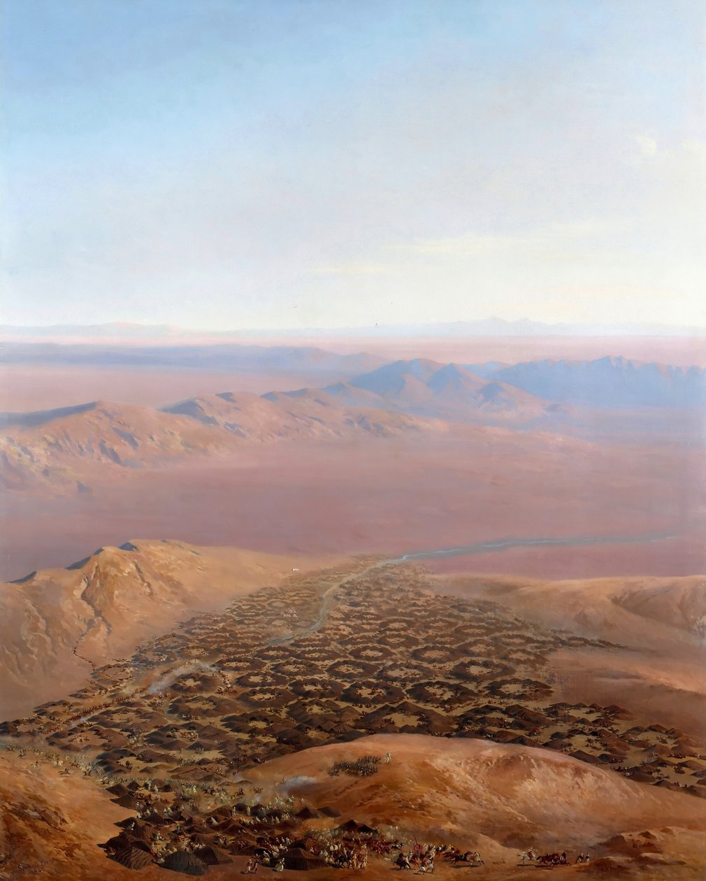 Panoramiczny widok na zdobycie Smali Abd El-Kader, 16 maja 1843 autorstwa Jean Antoine Simeon Fort
